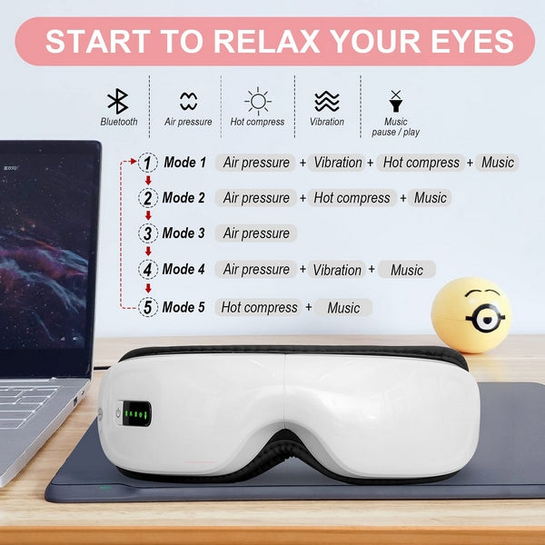 Eye Massager with Heat, Bluetooth Music Rechargeable Eye Heat Massager, Relax