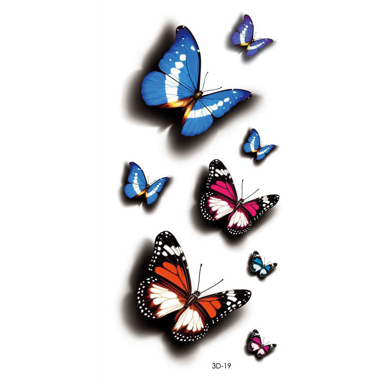 Rose Tattoo Stickers Color Printing Butterfly Flowers Waterproof