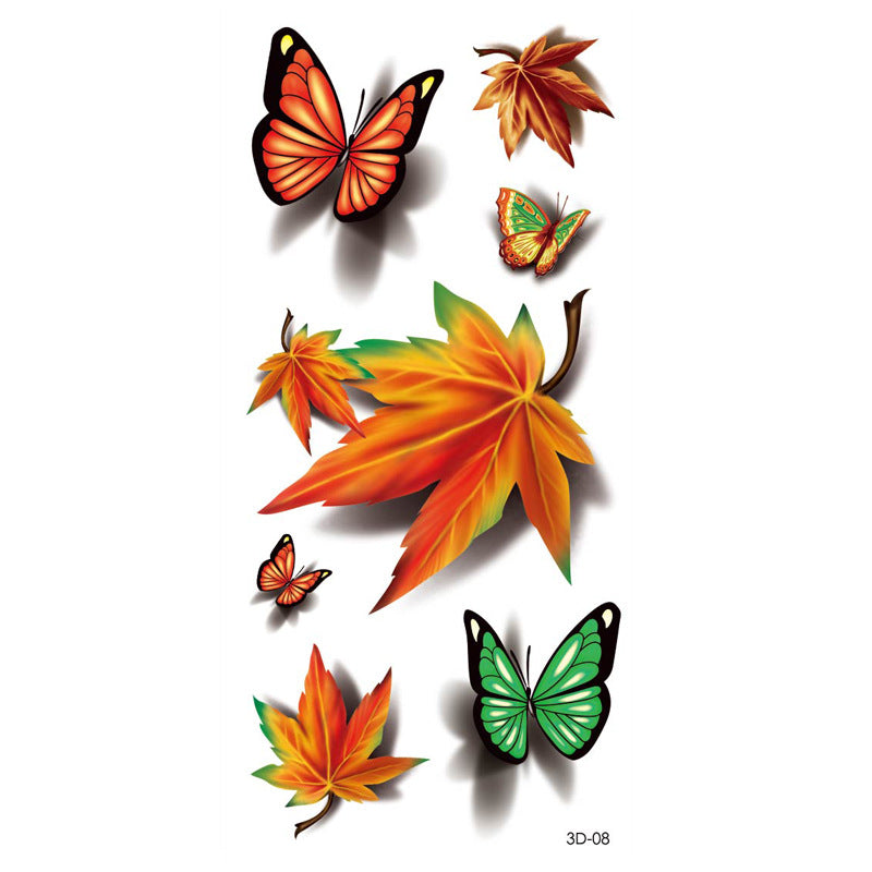 Rose Tattoo Stickers Color Printing Butterfly Flowers Waterproof