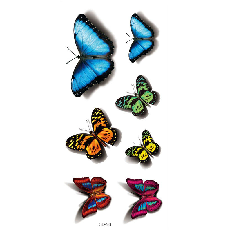 Rose Tattoo Stickers Color Printing Butterfly Flowers Waterproof