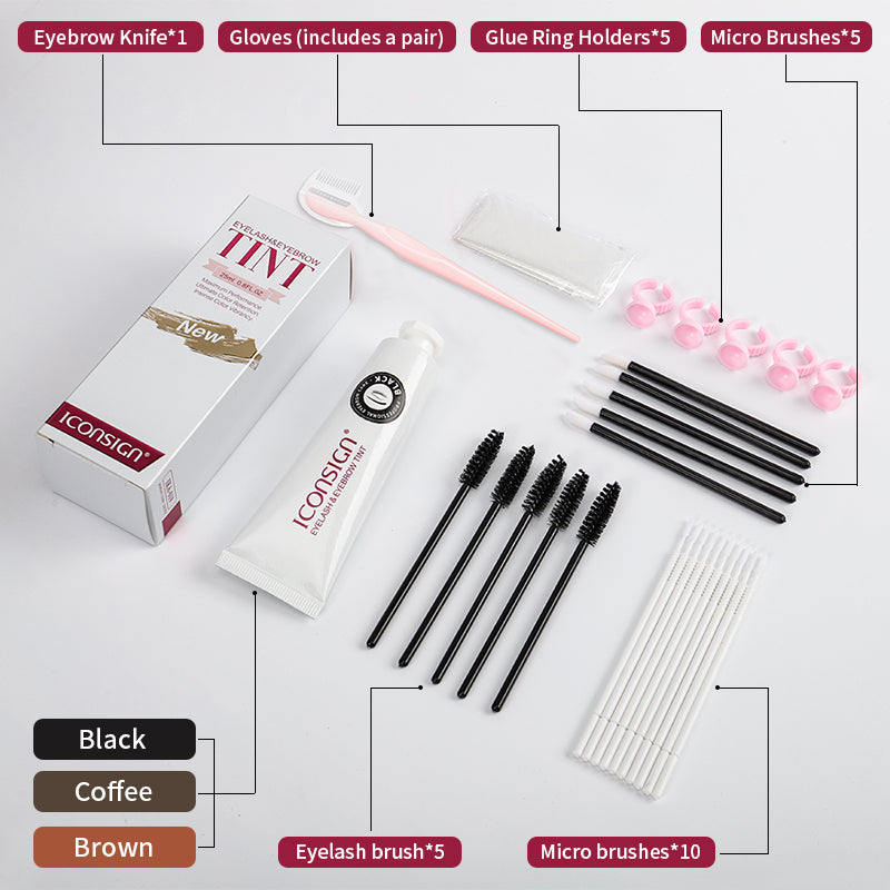 ICONSIGN Lashes Eyebrow Tint Kit Professional Fast Perming Dye Brow Mascara Tattoo Cream Waterproof Long Lasting 60 to 90 Days