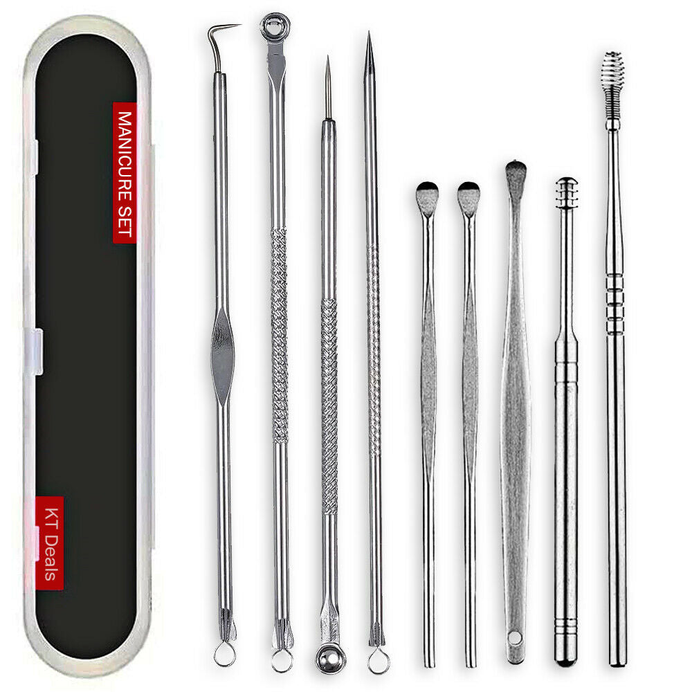 Ear Wax Remover Spoon Earwax Picker and Pimple Blackhead Remover Tools - COMBO KIT