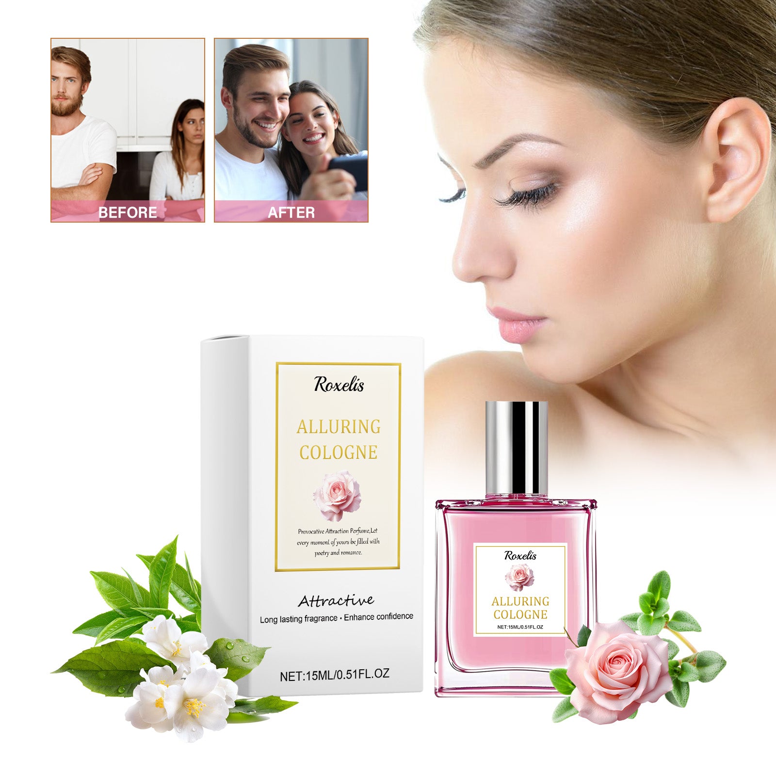 Long Lasting Fragrance with Rose - Warm & Floral Women'S Perfume - 15ML