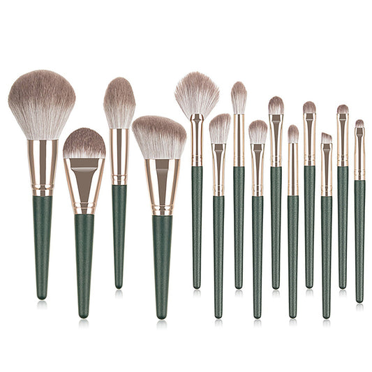 Green Cloud 14 Makeup Brushes Suit