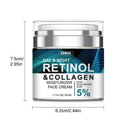 Advanced Retinol Collagen Cream for Face with 5 Hyaluronic Acid Anti-Aging Cream anti Wrinkle Reduce Fine Lines Lifting and Firming Cream 24-Hour Facial Care Suitable for All Skin Types