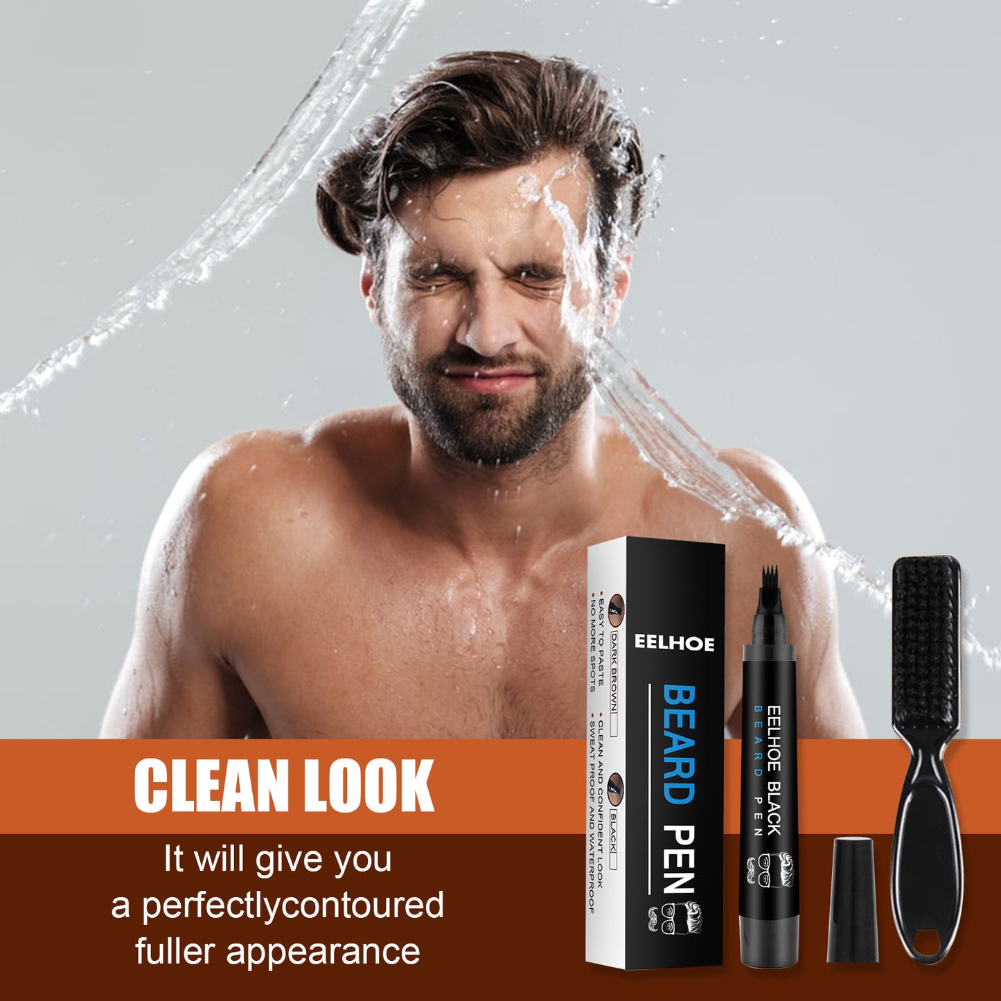 Waterproof Sweat-Proof Beard Pen without Makeup Removal