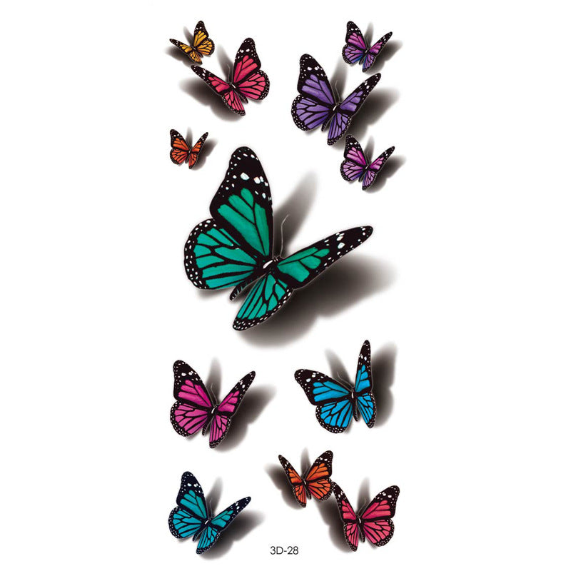 Rose Tattoo Stickers Color Printing Butterfly Flowers Waterproof