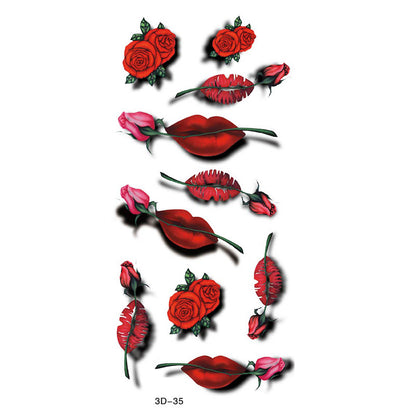 Rose Tattoo Stickers Color Printing Butterfly Flowers Waterproof