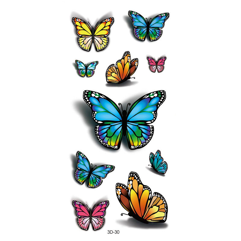 Rose Tattoo Stickers Color Printing Butterfly Flowers Waterproof