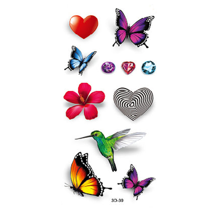 Rose Tattoo Stickers Color Printing Butterfly Flowers Waterproof