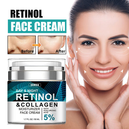 Advanced Retinol Collagen Cream for Face with 5 Hyaluronic Acid Anti-Aging Cream anti Wrinkle Reduce Fine Lines Lifting and Firming Cream 24-Hour Facial Care Suitable for All Skin Types