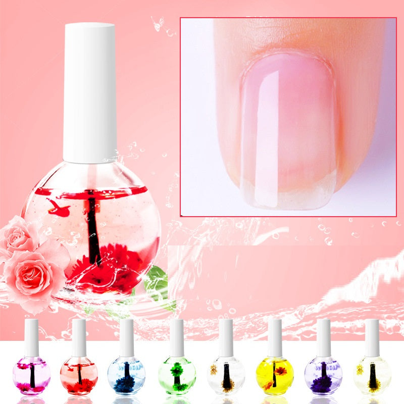 Nail Beauty Dried Flowers Nutrition Nail Treatment Oil Anti-Agnail Nail Edge Moisturizing Nail Base Coat Natural Dried Flower Nutrient Solution